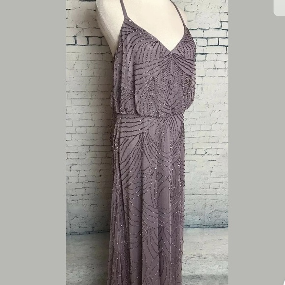 Adrianna Papell Beaded Blouson Gown Dress Wedding - Picture 3 of 7